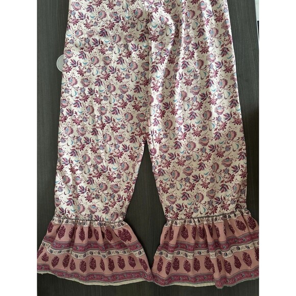 Bog Collective Off Shoulder Floral Jumpsuit Large Flare Cottagecore Artsy Flowy - Picture 4 of 8